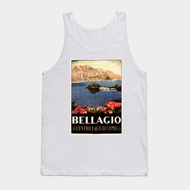 BELLAGIO Lake Como ITALY Holidays Retro Travel Advertising Tank Top by vintageposters